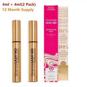 2 Brand New Boxes Of GrandeLASH -MD 4ML Lash Enhancing Clear Serum 6 Mos Supply